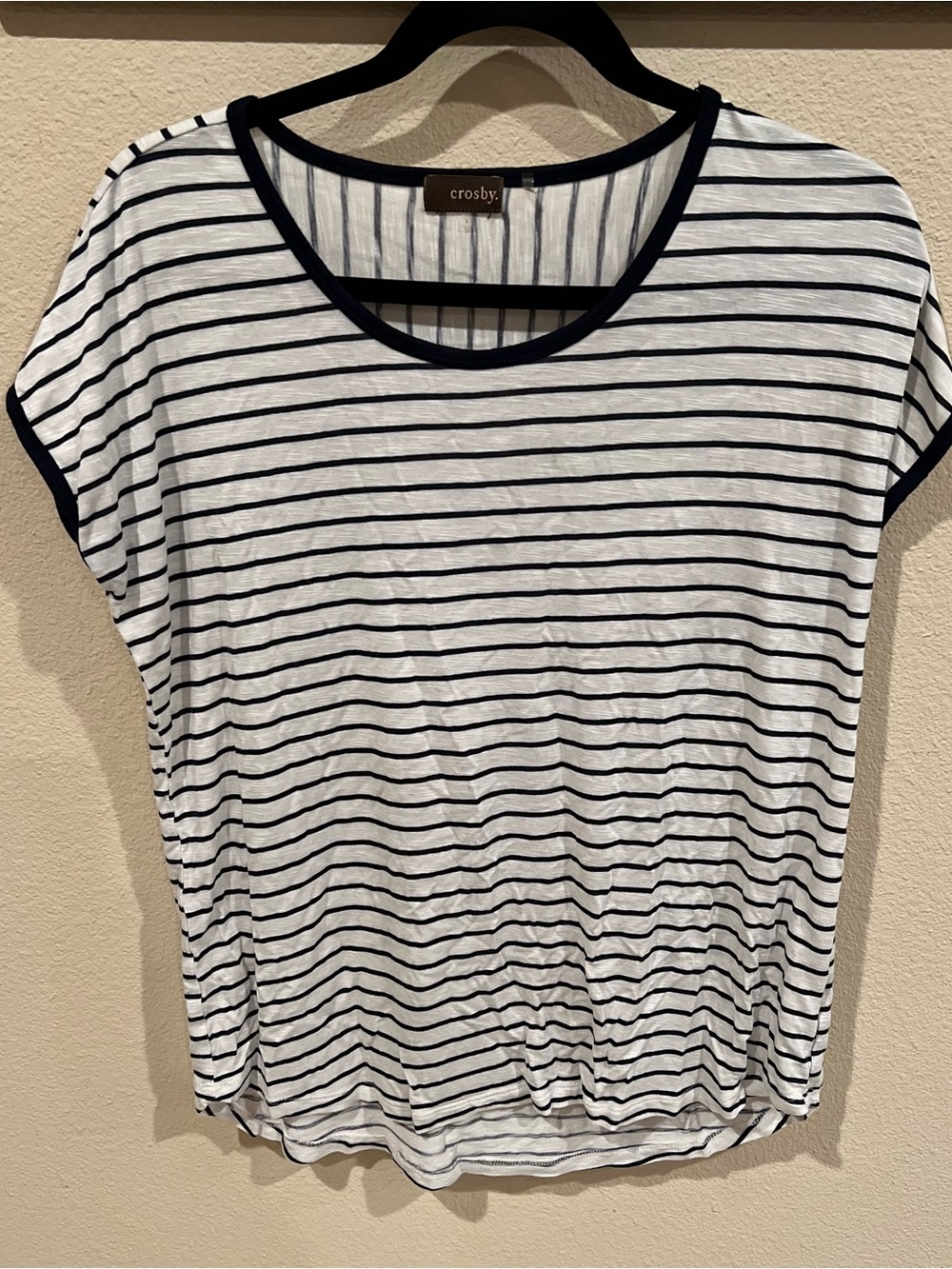 crosby. White Top with Black Stripes and Contrast Trim